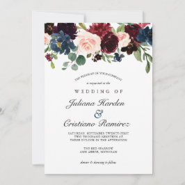 Rose Burgundy Floral Wedding Einladung