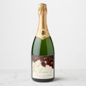 Rose Burgundy Green Cheers Hochzeit Schaumweinetikett (Vorderseite)