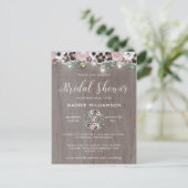 Rose Burgundy Rustic Boho Bridal Dusche Einladung Postkarte (Stehend Vorderseite)