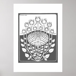 Rose Bush (1919) von Julie de Graag Vintag Woodcut Poster