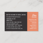 Rose Bush, Beerdigung Zuhause, Direktoren Visitenkarte (Rückseite)