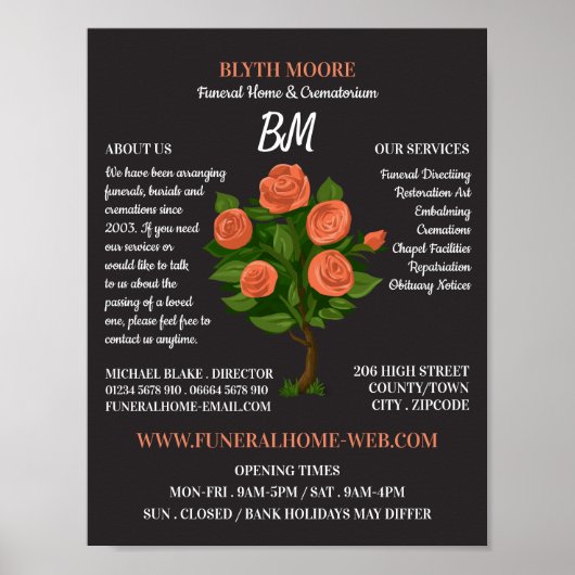 Rose Bush, Funeral Home, Directors Poster (Vorne)