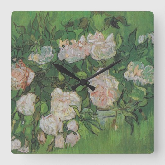 Rose Bush von Vincent Van Gogh Quadratische Wanduhr (Vorderseite)