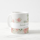 Rose Bush Wasserfarbe Kunst Mit Monogramm Kaffeetasse (Vorderseite Links)