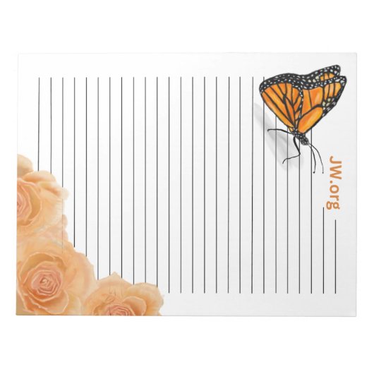 Rose & Butterfly 40-seitiges JW Notizblock (Vorderseite)