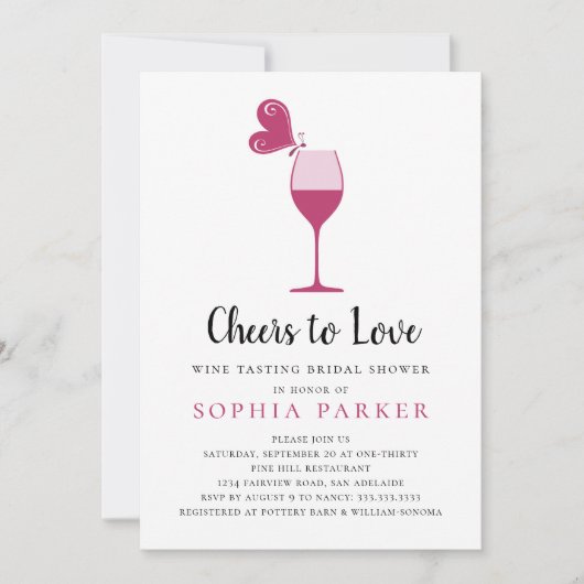 Rose Butterfly Brautparty Einladung (Vorderseite)