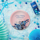 Rose Butterfly Gold Glitzer Rosa Geburtstag Pappteller (Party)