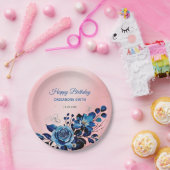 Rose Butterfly Gold Glitzer Rosa Geburtstag Pappteller (Party)