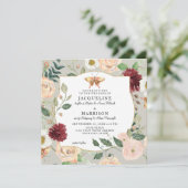 Rose Butterfly Wasserfarben Herbst Blütenkoralle Einladung (Stehend Vorderseite)