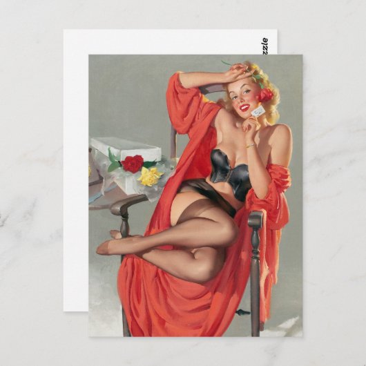 Rose Button Postkarte (Vorne/Hinten)