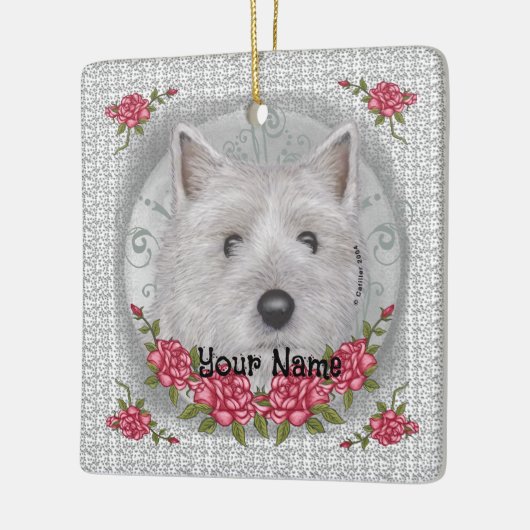 Rose Cairn Terrier Keramikornament (Links)