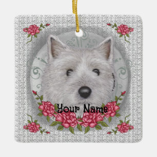 Rose Cairn Terrier Keramikornament