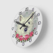 Rose Cairn Terrier Runde Wanduhr (Winkel)