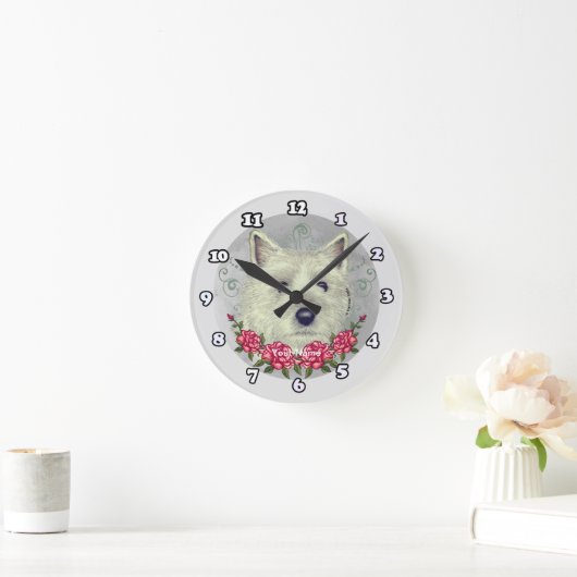 Rose Cairn Terrier Runde Wanduhr (Zuhause)