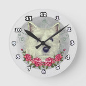 Rose Cairn Terrier Runde Wanduhr (Vorderseite)