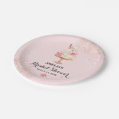 Rose Cake Tee Party Brautparty Paper Teller (Schrägansicht)