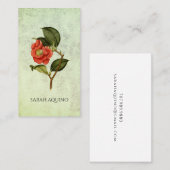 Rose Camellia Floral auf texturiertem Blatt Visitenkarte (Vorne/Hinten)