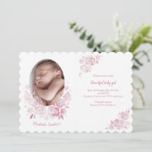 Rose Cameo Foto Geburtsankündigung Einladung (Stehend Vorderseite)