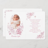 Rose Cameo Taufe Foto Einladung (Vorne/Hinten)