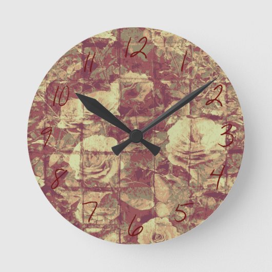 Rose camouflage pattern on tiled wall background runde wanduhr (Vorderseite)