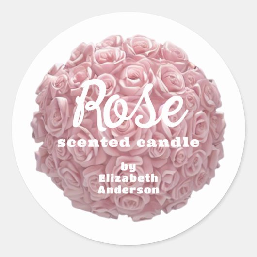 Rose Candle Classic Round Aufkleber (Vorderseite)