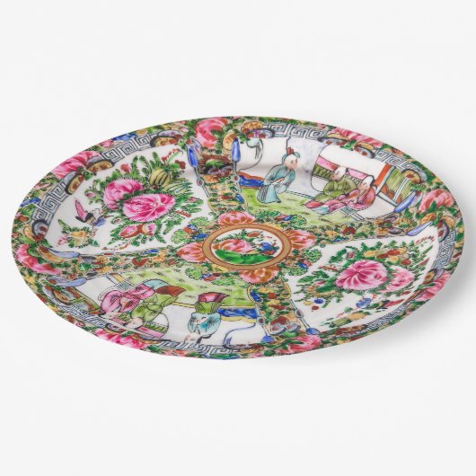 Rose Canton Pappteller (Schrägansicht)