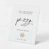 Rose Carnation Calligraphy Pizza Bar Wedding Sign Sockelschild (Vorderseite)