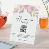 Rose Carnation Honeymoon Fund Cash QR Code Hochzei Sockelschild (In Situ)