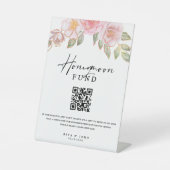 Rose Carnation Honeymoon Fund Cash QR Code Hochzei Sockelschild (Vorderseite)
