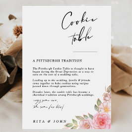 Rose Carnation Minimalistisch Cookie Wedding Sign Poster