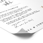 Rose Carnation Minimalistisch Cookie Wedding Sign Poster (Ecke)