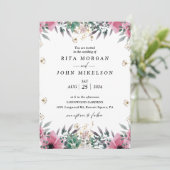 Rose Carnation Minimalistisch Script Wedding Einladung (Stehend Vorderseite)