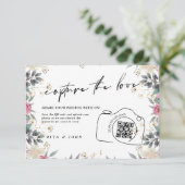 Rose Carnation Script Capture Die Liebe QR-Code Begleitkarte (Stehend Vorderseite)