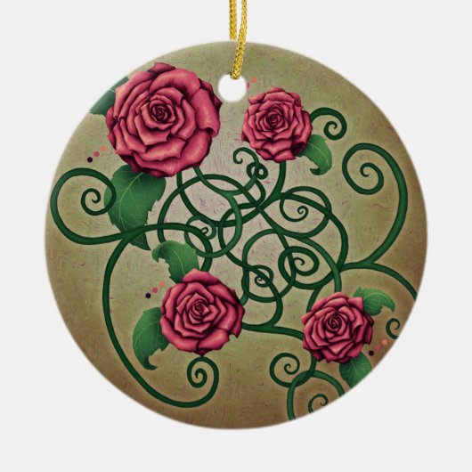 Rose Cartouche Keramik Ornament (Vorne)