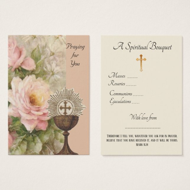 Rose Chalice Spirituelle Bouquet Gebet Heilige Kar (Vorne & Hinten)