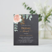 Rose chalkboard budget Bridal Showeinladung (Stehend Vorderseite)