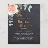 Rose chalkboard budget Bridal Showeinladung (Vorderseite)