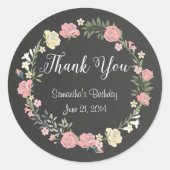 Rose Chalkboard Round Stickers (Vorderseite)