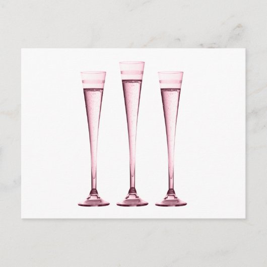 Rose Champagne Flutes Postkarte (Vorderseite)