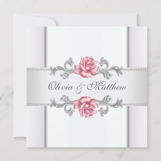 Rose Champagne Hochzeit Einladung (Vorderseite)