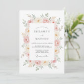 Rosé Champagner-Blüten-Hochzeit Einladung (Stehend Vorderseite)