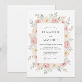 Rosé Champagner-Blüten-Hochzeit Einladung (Vorne/Hinten)