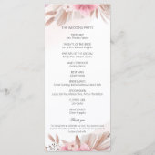 Rose-Champagner-Boho-Hochzeitsprogrammkarte (Rückseite)