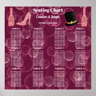 Rose Champagner Bubbly für 12 Sitzplätze Poster