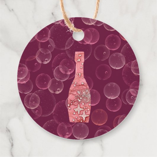 Rose Champagner Flaschen Champagner Vielen Dank Geschenkanhänger (Rückseite)