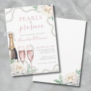 Rosé Champagner Florales Brautjungfern Abschiedsfe Einladung