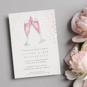 Rosé Champagner   Junggesellinnen-Abschiedsbrunch Folieneinladung