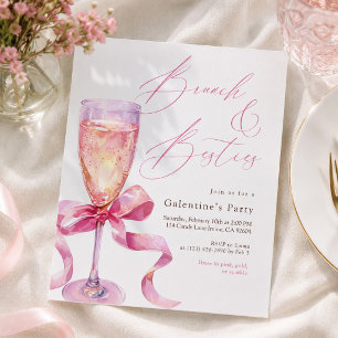 Rosé-Champagner-Schleifen-Brunch & beste Freundinn Einladung