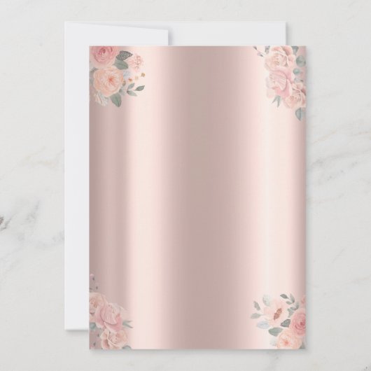 Rose, Champagnerglass, Rosengoldenruhestand Einladung (Rückseite)