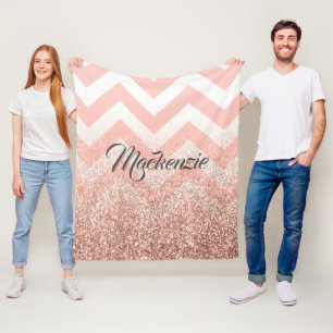 Rose Chevrons und Glitzer Fleecedecke